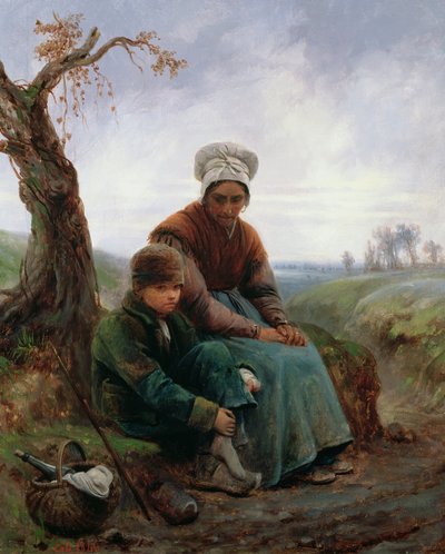 Peasant Woman and Boy by Adolphe Felix Cals